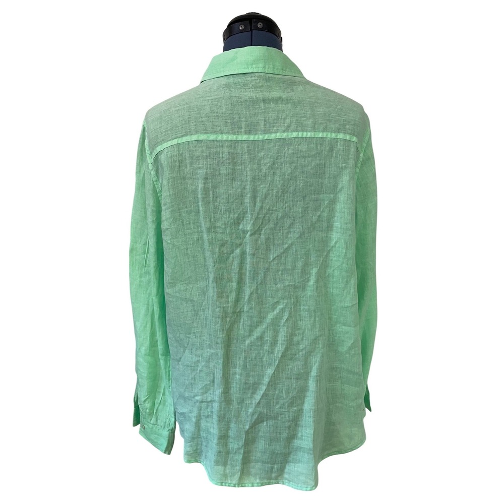 Lilly Pulitzer Sea View Green Linen Button Up Shirt Coastal Resort Preppy XL - Picture 4 of 15